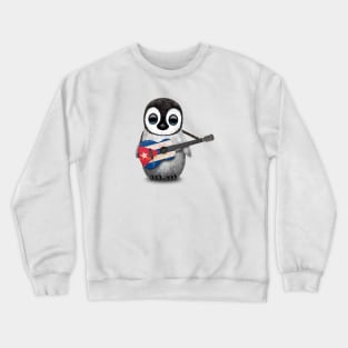 Baby Penguin Playing Cuban Flag Guitar Crewneck Sweatshirt